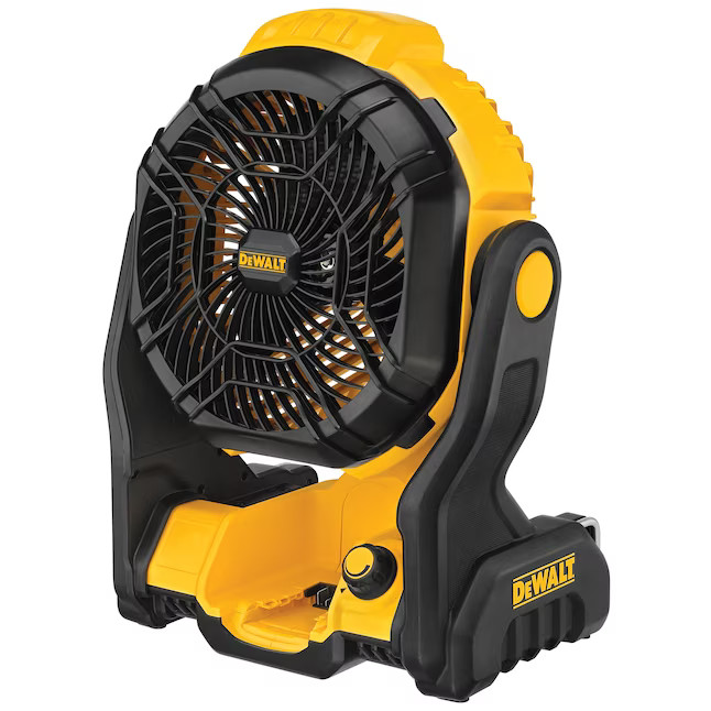 DEWALT 8-in 20 -Volt 3 -Speed Indoor/Outdoor Yellow Jobsite Fan Battery Not Included Charger Not ... | Lowe's