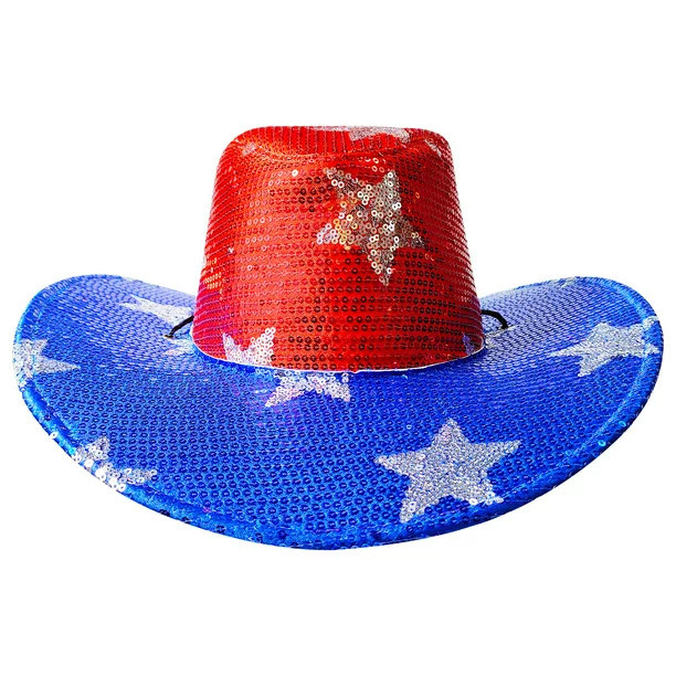 Patriotic Holiday Light-up Sequin Cowboy Hat -Way to Celebrate | Walmart (US)