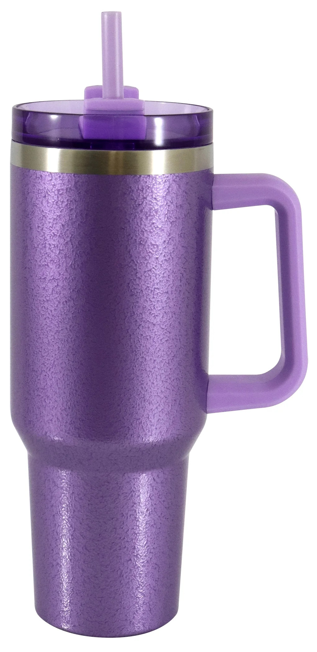 Mainstays 40 oz Stainless Steel Tumbler with Straw and Handle, Double Wall Insulated, Purple Hamm... | Walmart (US)