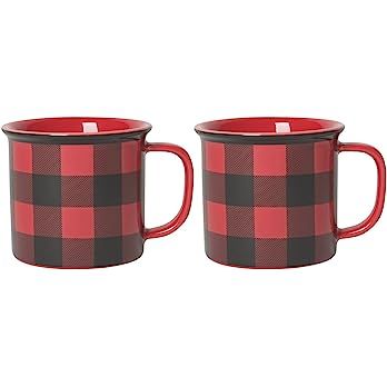 Now Designs Red Buffalo Check Heritage Stoneware Mug 12 oz, Set of 2 | Amazon (US)