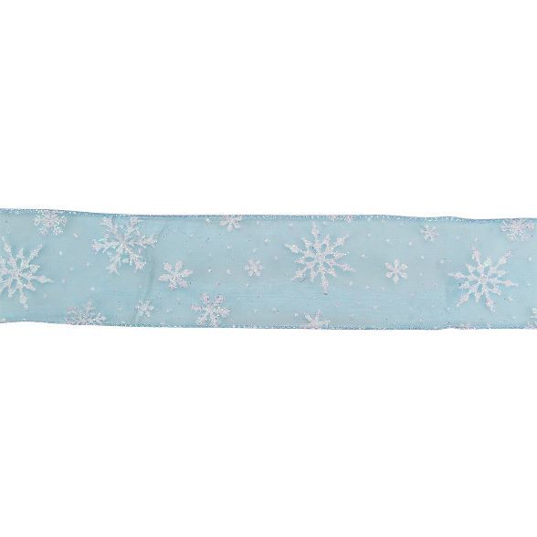 Northlight Sparkly Blue and White Snowflake Christmas Wired Craft Ribbon 2.5" x 16 Yards | Target