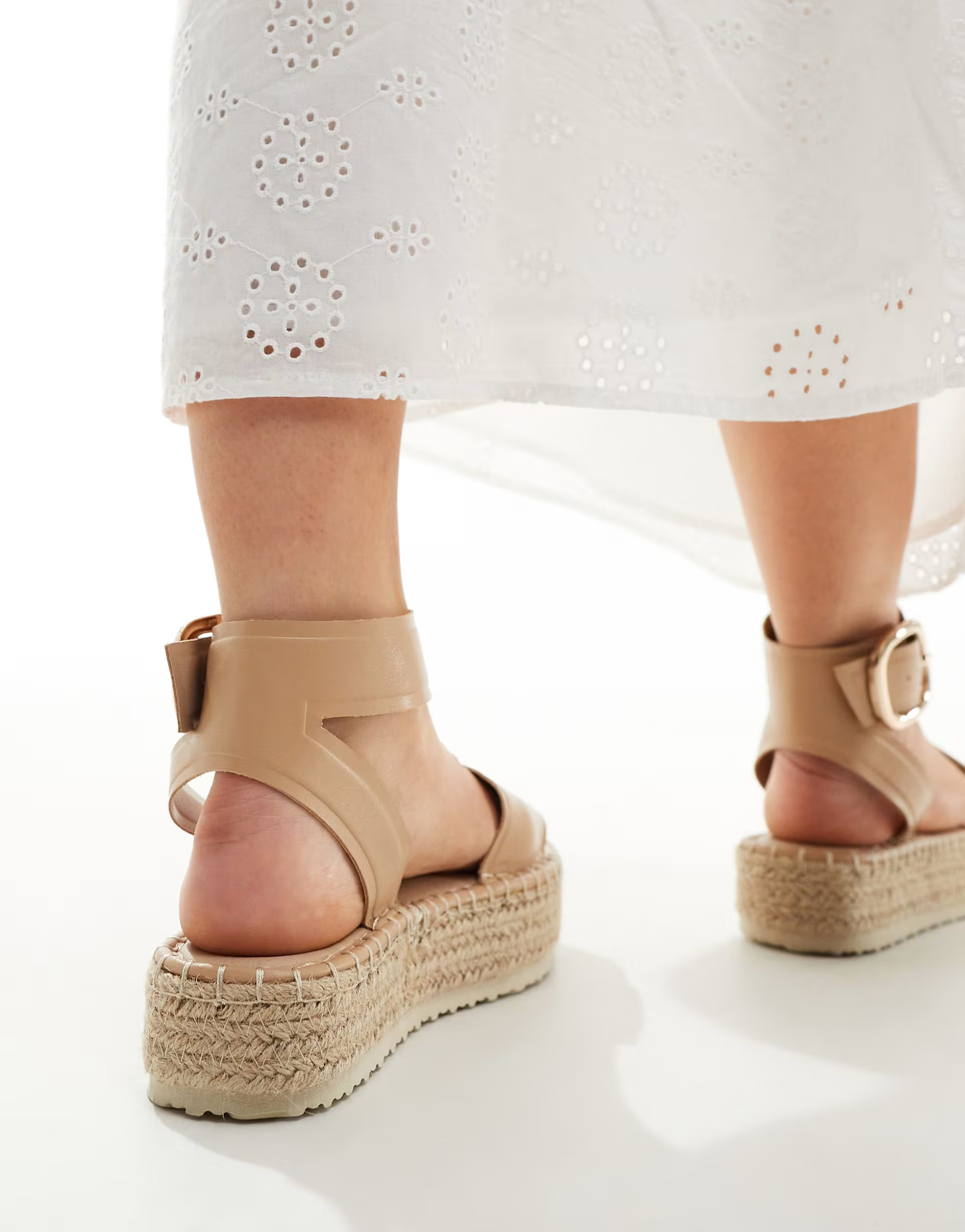 ASOS DESIGN Wide Fit Jinny espadrille with oval buckle in camel | ASOS (Global)