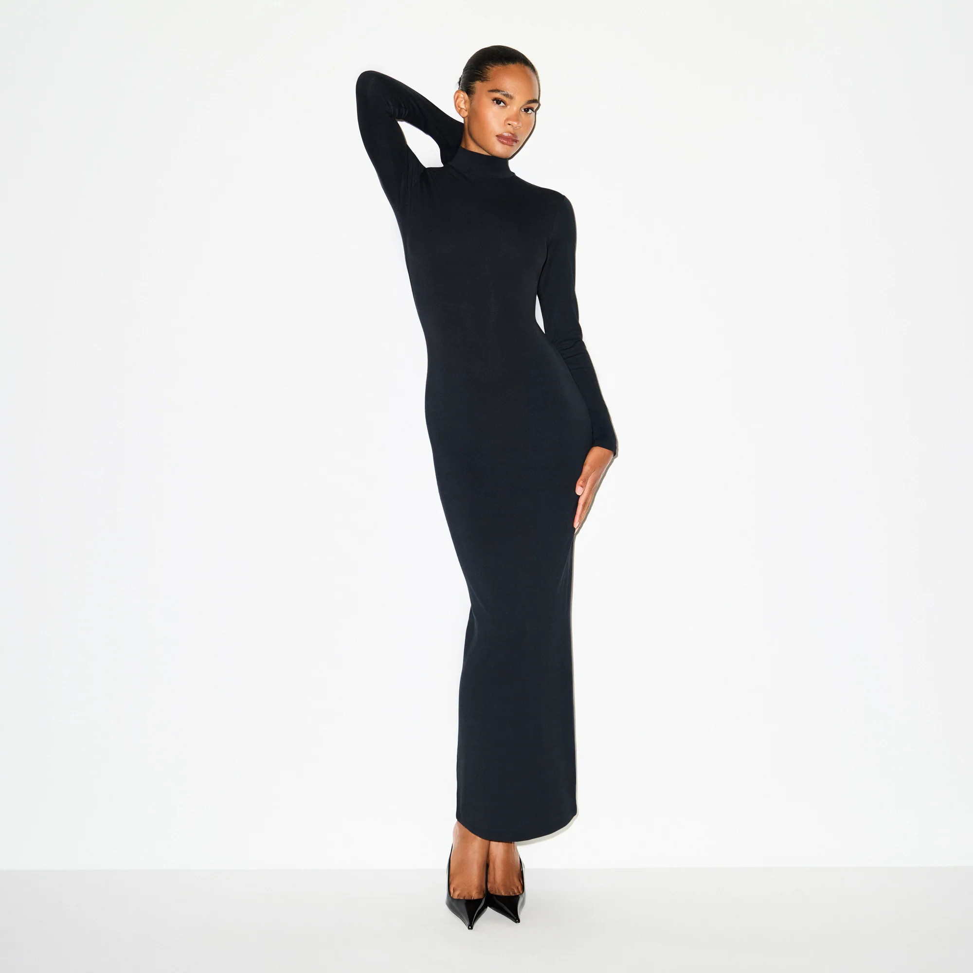 SKIMS Turtleneck Long Dress | Black | 2XS | Smooth Layers | SKIMS (US)