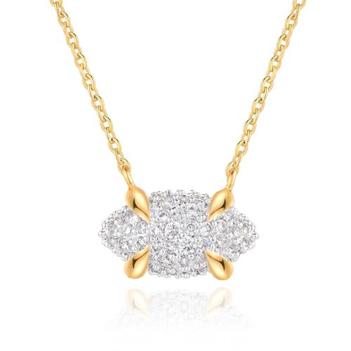 MEVECCO Dainty Gold Necklace For Women 18k Gold Plated Full CZ Hexagon Pendant Necklace Handmade Necklace Jewelry Everyday Wear | Amazon (US)