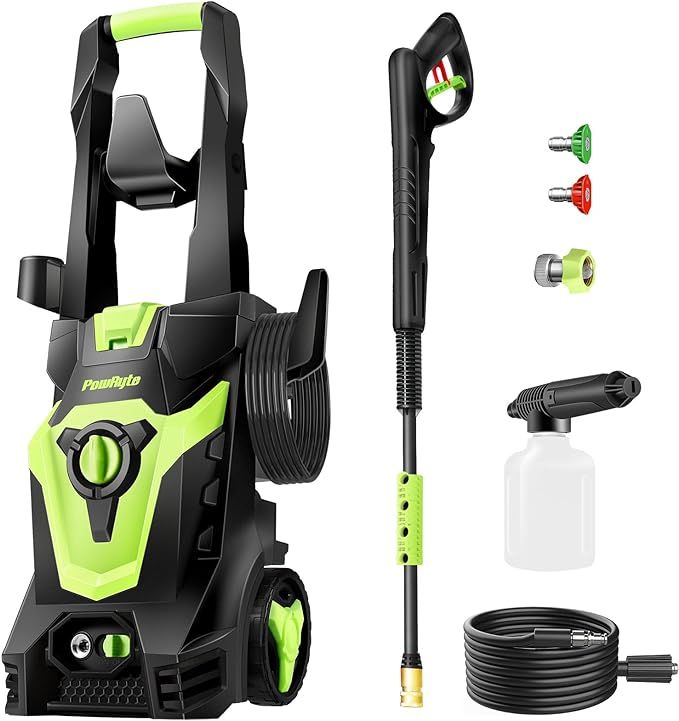 PowRyte Electric Pressure Washer, Foam Cannon, 2 Different Pressure Tips, Power Washer, 3500 PSI ... | Amazon (US)