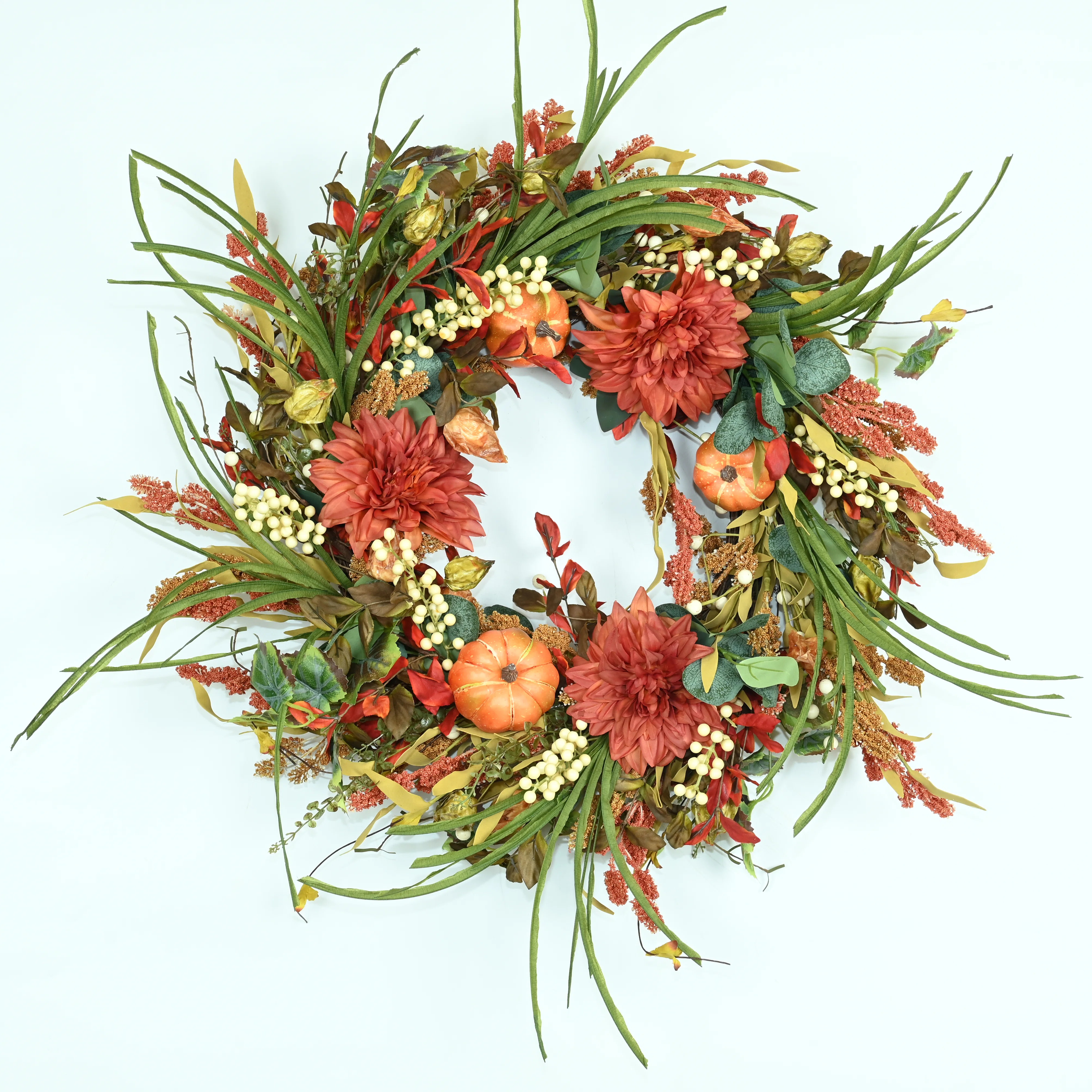 24" Fall Front Door Thanksgiving Day Harvest Pumpkin Wreath | Wayfair North America
