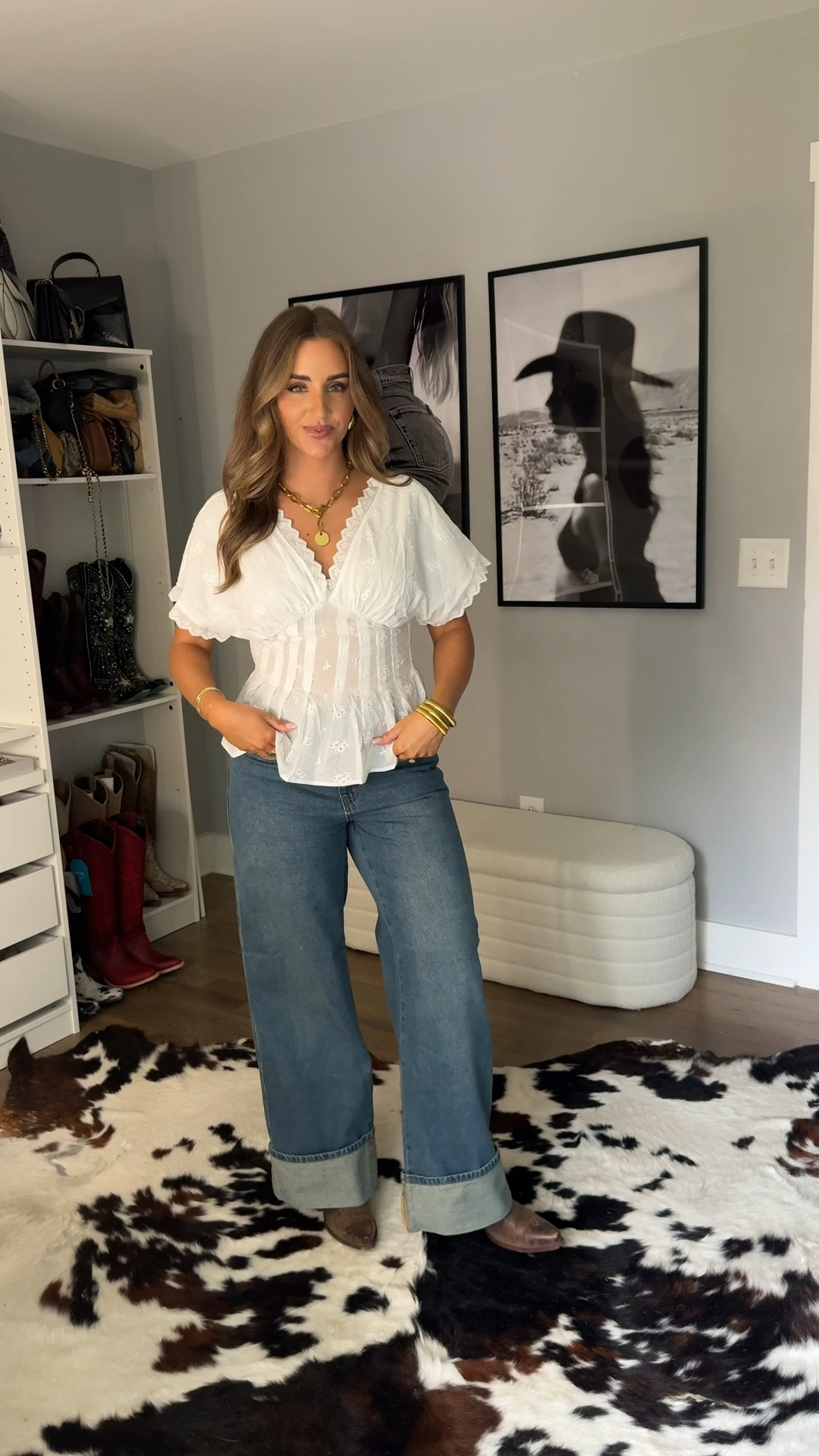 Love a classic feminine white top with cowboy boots! This top and jeans are from Cider 

#LTKStyleTip #LTKFindsUnder50