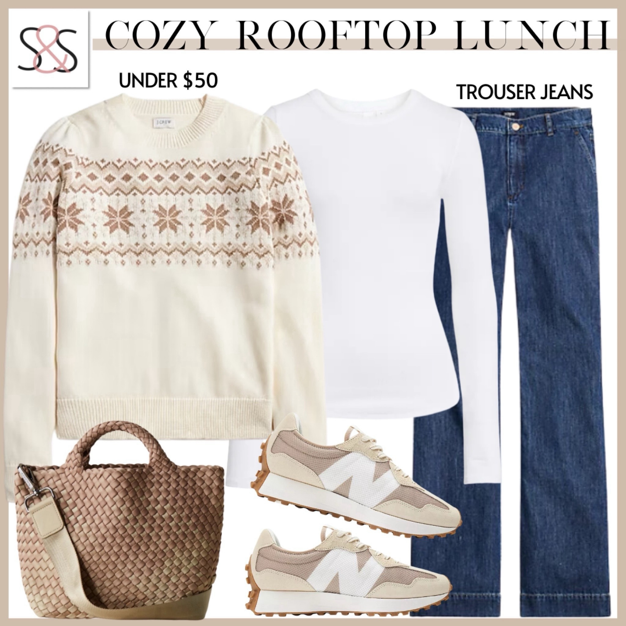 A holiday isn’t complete without a fair isle sweater and jeans. With new balance sneakers and a naghedi tote, you’re ready for work or parties

#LTKsalealert #LTKSeasonal #LTKHoliday