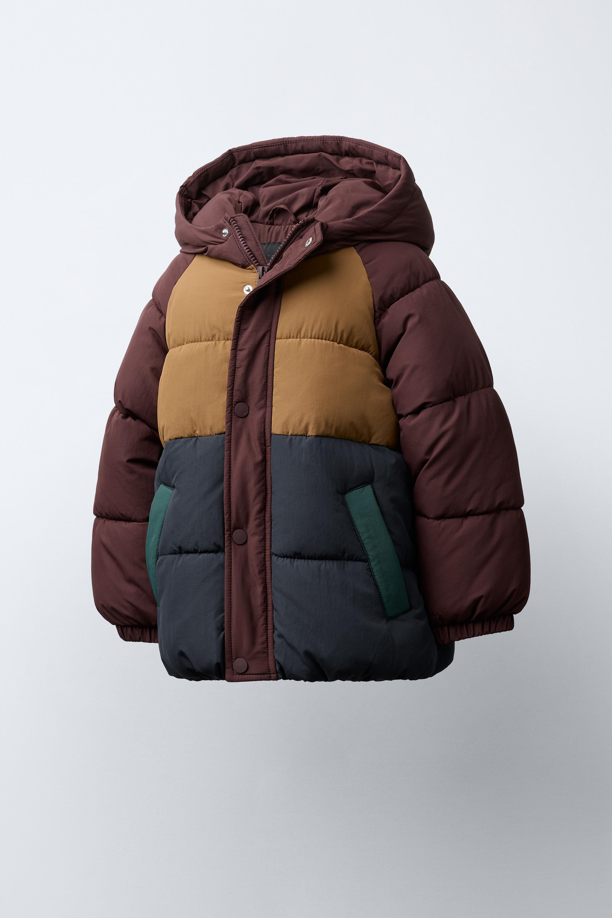 COLOR BLOCK WATER REPELLENT FLEECE PUFFER COAT | Zara US