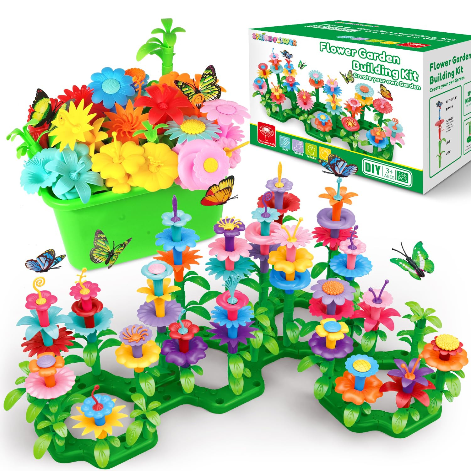 SpringFlower Toys for Girls 3 4 5 6 7 Years Old, Flower Garden Building Kit with Storage case,Edu... | Amazon (US)