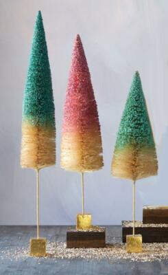 Glitterville Glittered Pastel Color Sisal 3 Christmas Tree Set, 16", 19", 21" 731123359644 | eBay | eBay US