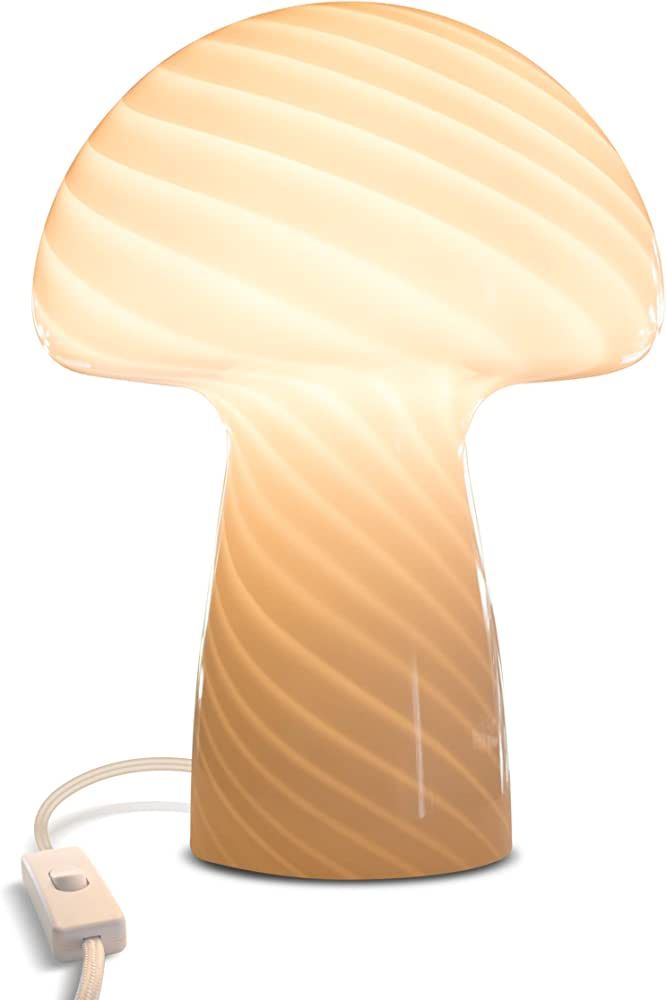 Brightech Mushroom Table Lamp - Elegant Modern Glass Lamp for Bedside Tables, Nightstands, Desks,... | Amazon (US)