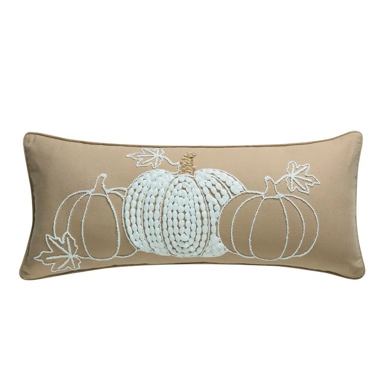 My Texas House 12" x 28" Pumpkin Row Taupe Embroidered Decorative Pillow Cover - Walmart.com | Walmart (US)