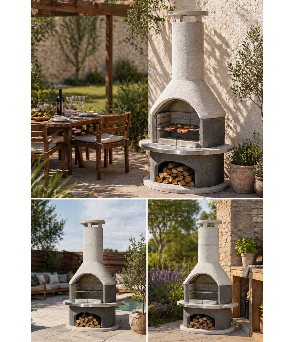 Big Horn Prime Wellington Concrete Outdoor Fireplace and Grill | Wayfair North America