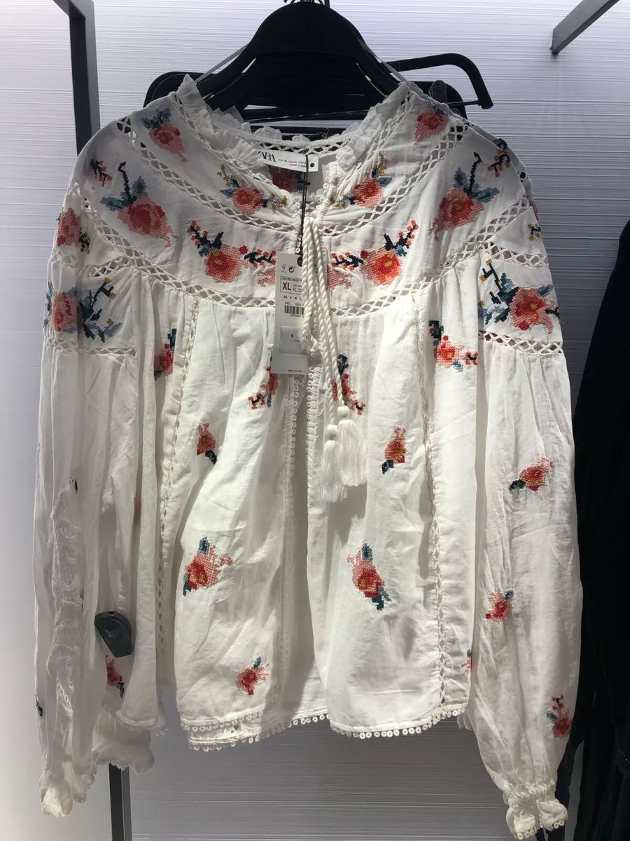 NWT ZARA SS20 WOMAN ZARA EMBROIDERED SHIRT TOP 060  | eBay | eBay US