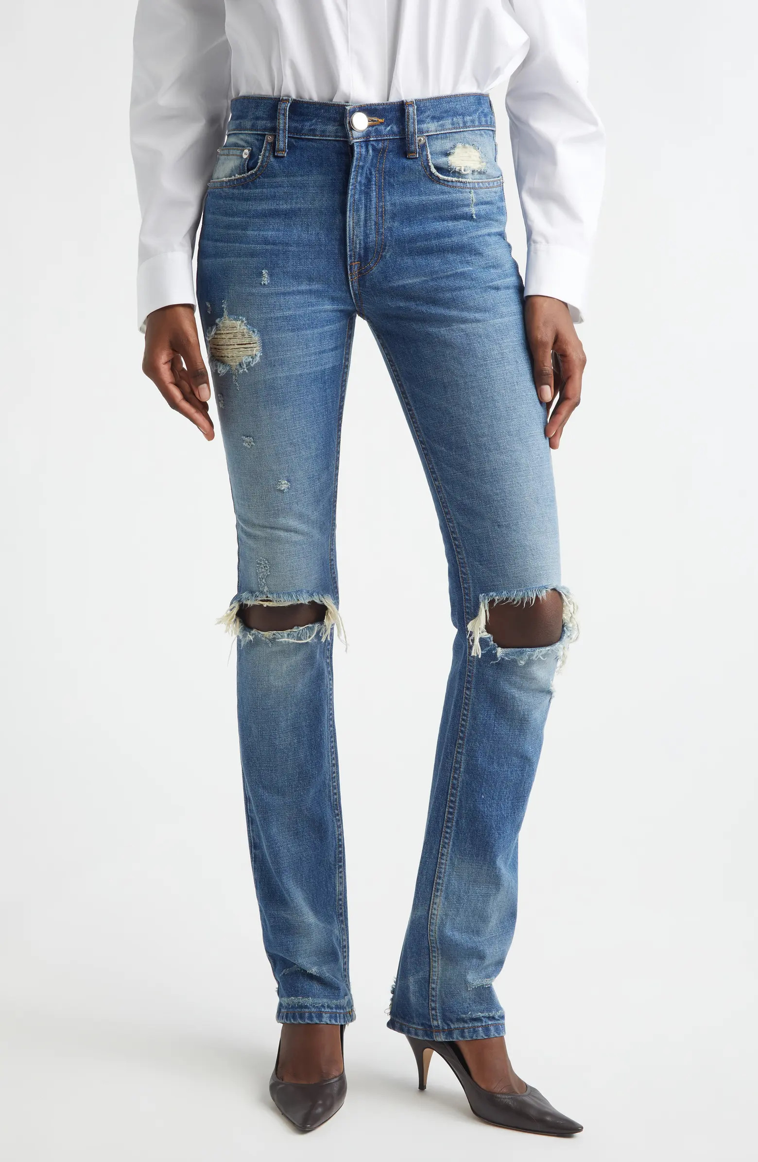 Brandon Maxwell The Riggs Ripped Cigarette Jeans | Nordstrom | Nordstrom