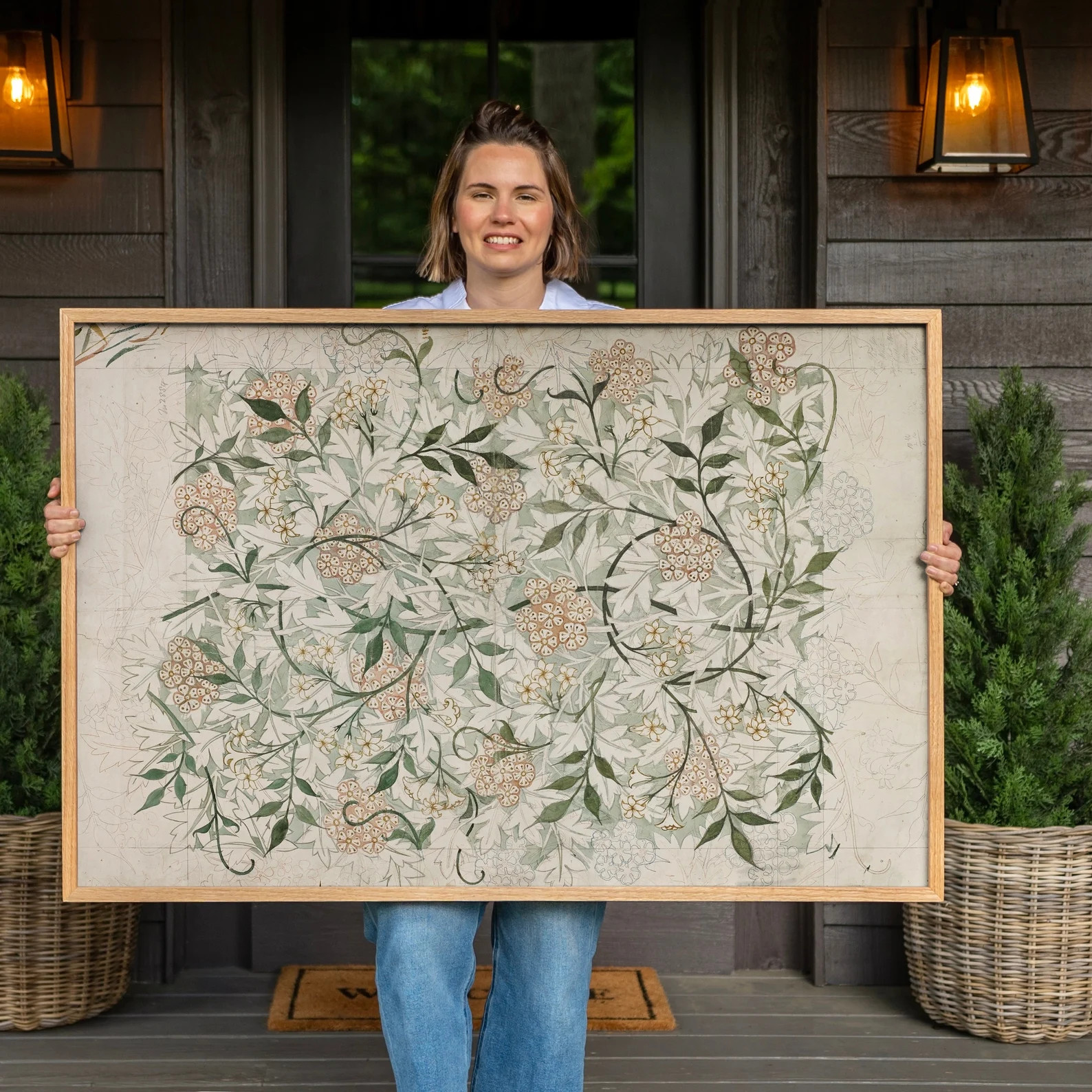 Botanical Textile Wall Art William Morris Textile Canvas Print Floral Wall Decor Canvas Wall Art ... | Etsy (US)