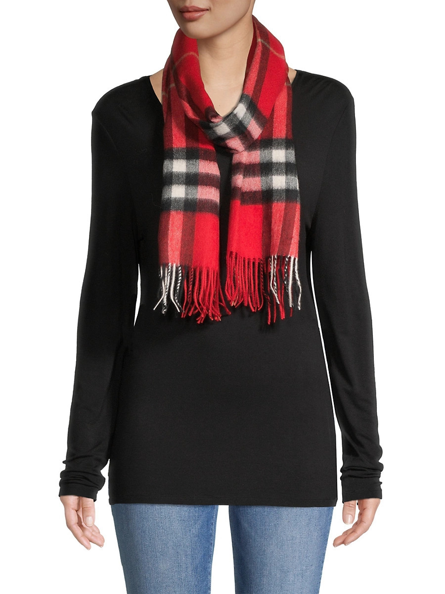 Women's Giant Check Cashmere Scarf - Red | Saks Fifth Avenue