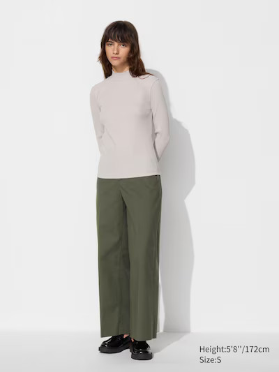 Ribbed High Neck T-Shirt | Long Sleeve | UNIQLO (US)