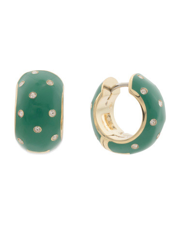 Noel Emerald Shimmer Huggie Earrings | TJ Maxx