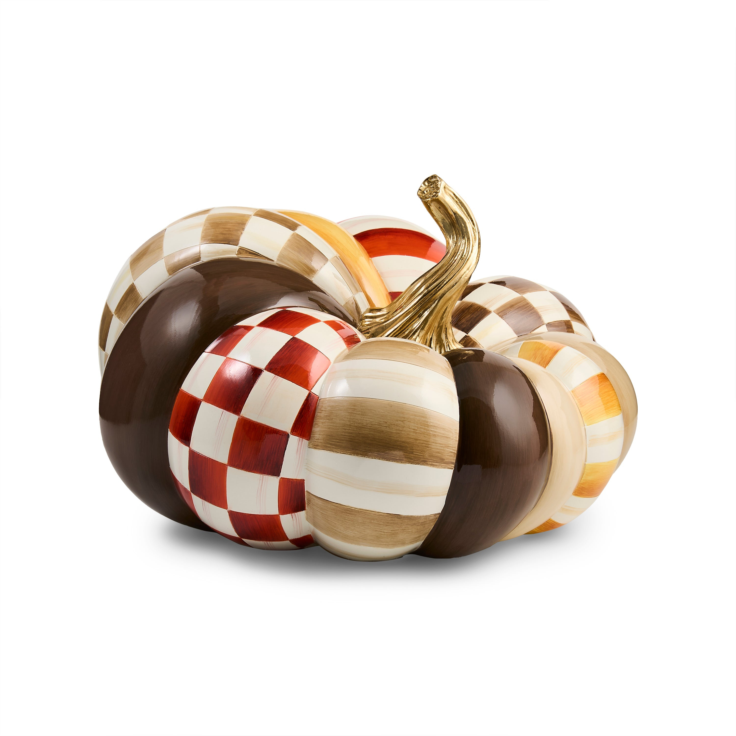 MacKenzie-Childs Harvest Glow Patchwork Large Pumpkin Figurine | MacKenzie-Childs
