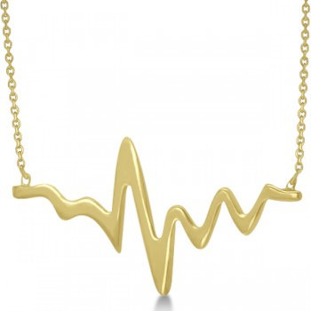 Adjustable Heartbeat Pendant Necklace in 14k Yellow Gold | Allurez
