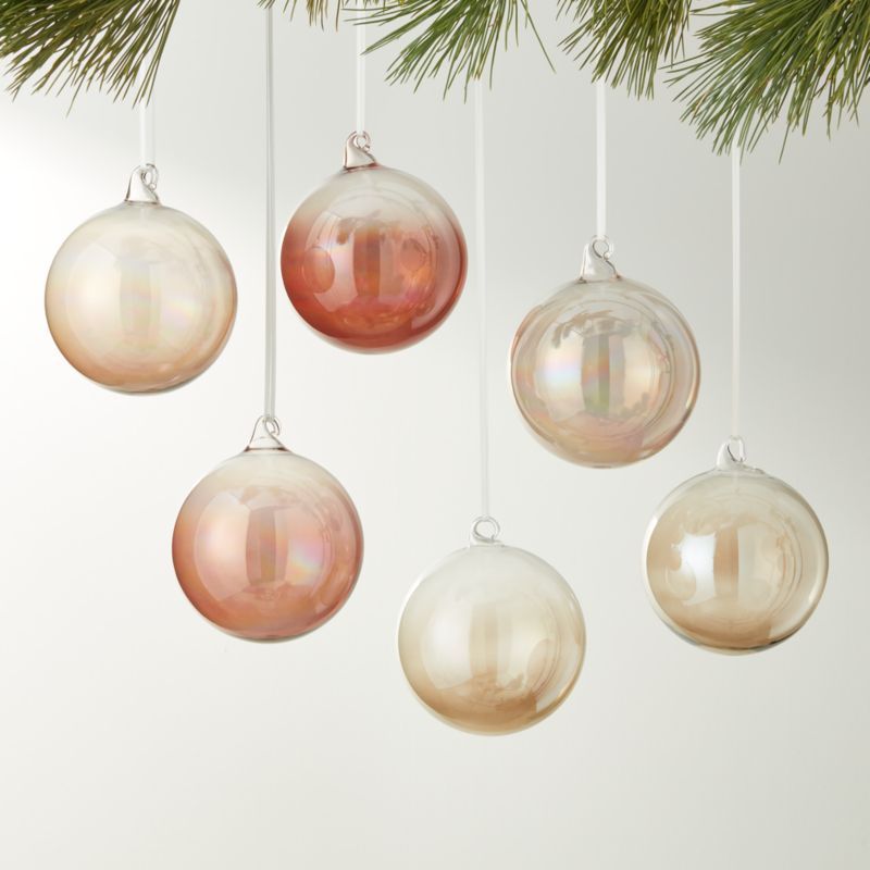 Luster Iridescent Glass Christmas Ornament Set of 6 | CB2 | CB2