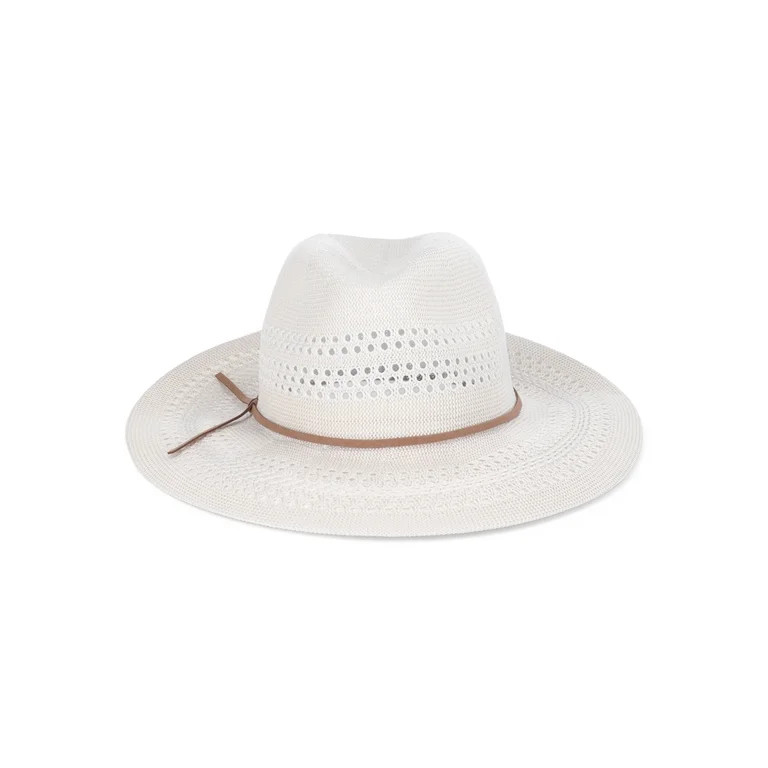 Time and Tru Polyester Knit Panama Hat, Off-White | Walmart (US)