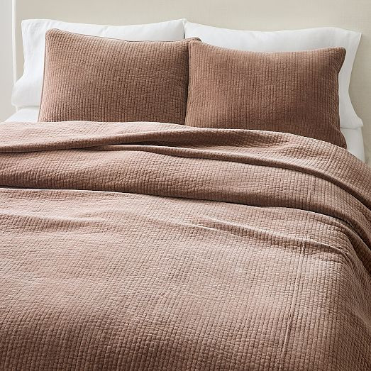 Washed Cotton Velvet Coverlet & Shams | West Elm (US)