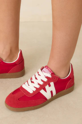 Vintage Havana Nadia Red Suede Lace-Up Sneakers | Red Dress