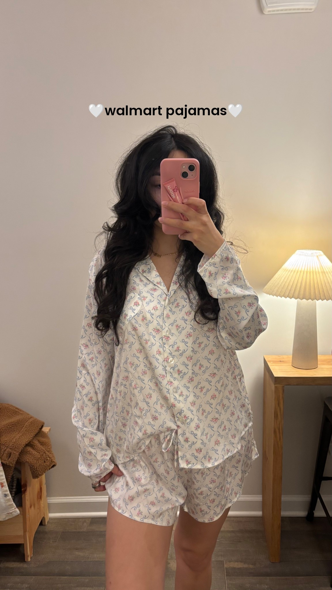 One of my favorite places to buy pajamas has been Walmart! These are satin and so cute!
I also really love their soft stretchy ones!
Wearing size small