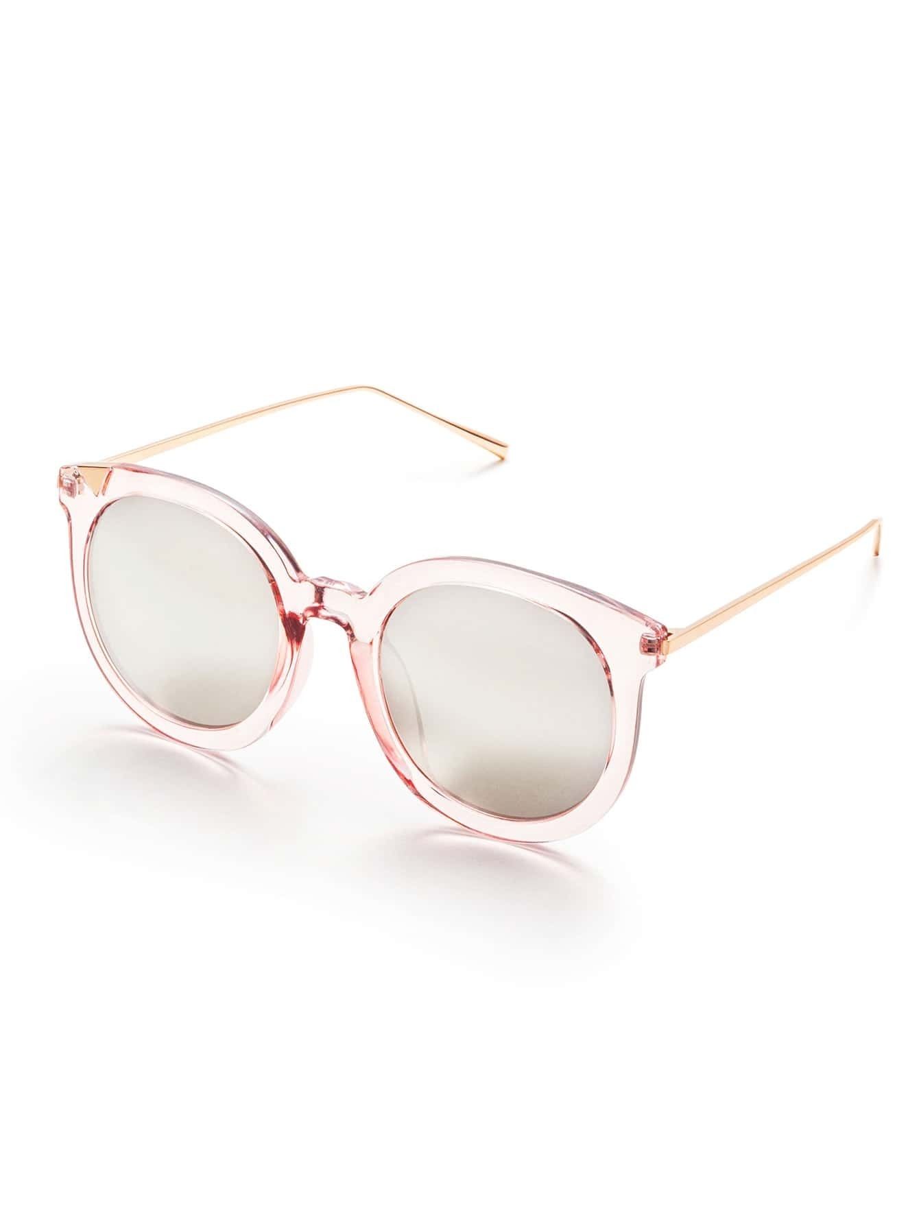 Pink Frame Metal Arm Clear Lens Sunglasses | SHEIN