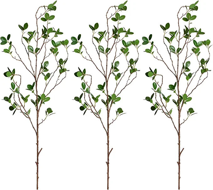 Martine Mall 3pcs Artificial Ficus Branches Leaf Spray, 44'' Faux Eucalyptus Branches Banyan Ficu... | Amazon (US)
