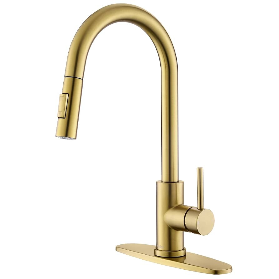 Tohlar Gold Kitchen Faucet with Pull Down Sprayer, Gold Kitchen Sink Faucet for 1 or 3 Hole, Mode... | Amazon (US)