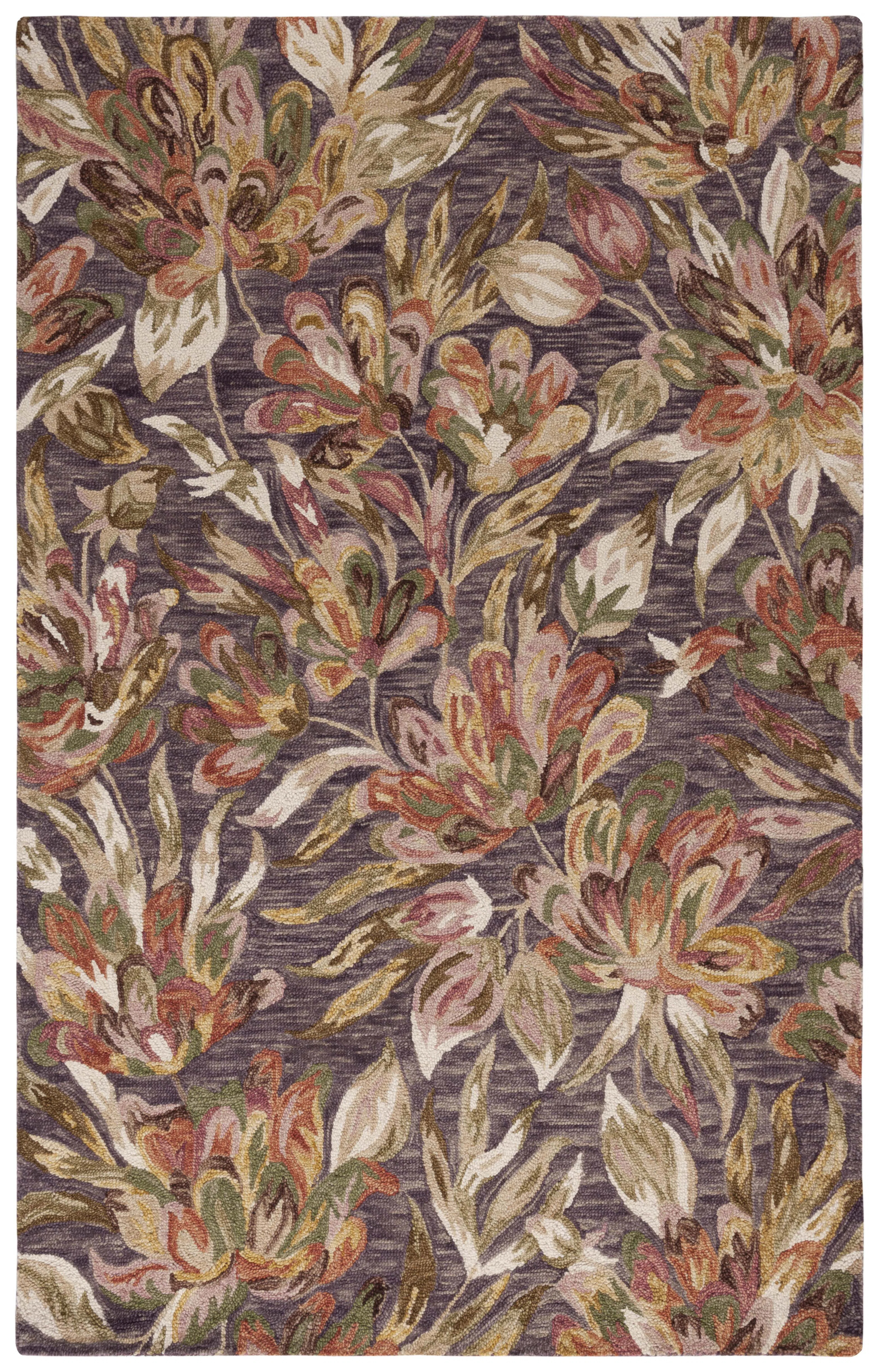 Kamarli Hand Tufted Wool/Cotton Floral Rug in Purple/Sage | Wayfair North America