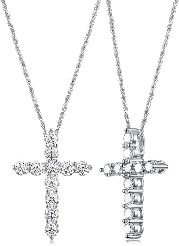 1.10/3.30 Carat Moissanite Sapphire Ruby Emerald Cross Pendant Necklace for Women Men, Solid 925 ... | Amazon (US)