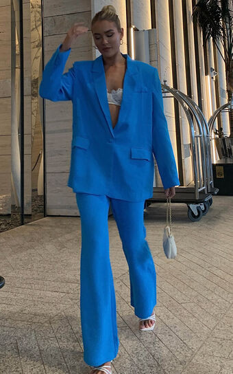 Bonnie Tailored Wide Leg Pants in Blue | Showpo (US, UK & Europe)