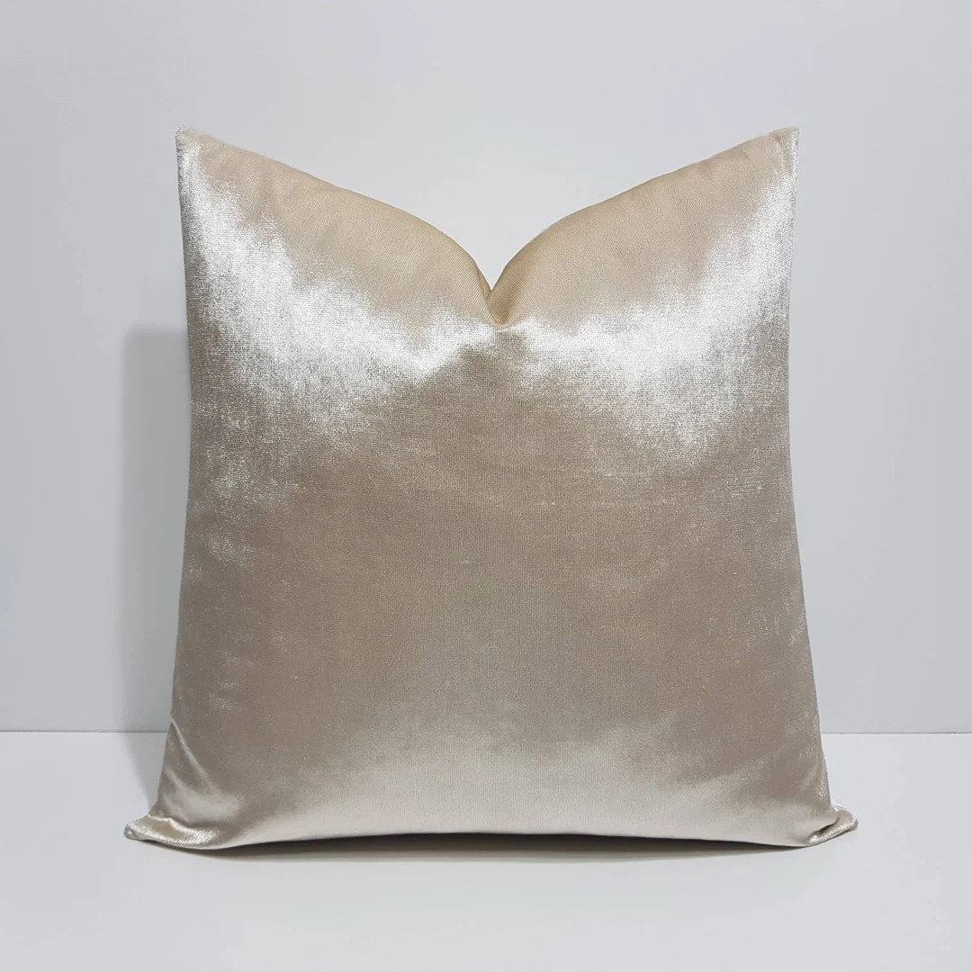 cream bright velvet pillow cover, velvet throw pillow cover, cream velvet cushion case, luxury be... | Etsy (US)