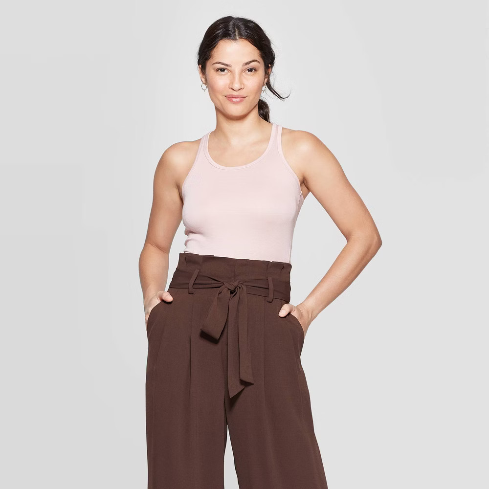 Women's Slim Fit Scoop Neck Tank Top - A New Day Smoked Pink XS, Size: XS | Target