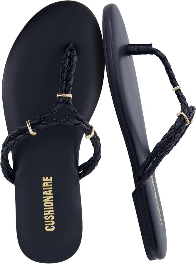 CUSHIONAIRE Trio Flip Flops for Women, Comfortable Beach Sandals with Braided Thong Strap, Memory... | Amazon (US)