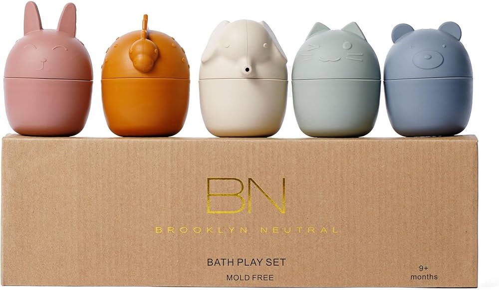 Mold Free Bath Toys-Toddler Bathtime Toys-No Mold-Non Toxic Silicone-5 Pack Animal Bathtub Toys f... | Amazon (US)