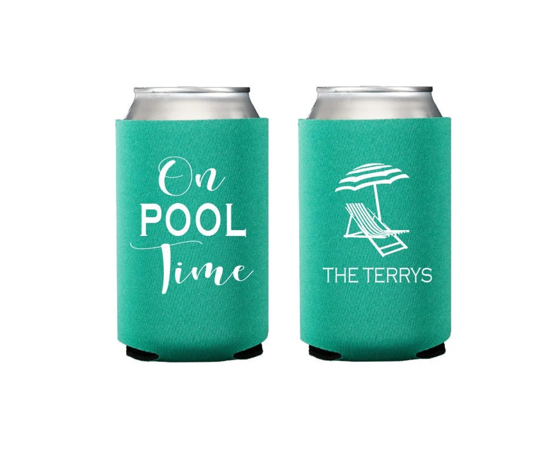 Personalized can coolers, Pool time can cooler, Pool party favor, Personalized gift, Housewarming... | Etsy (US)