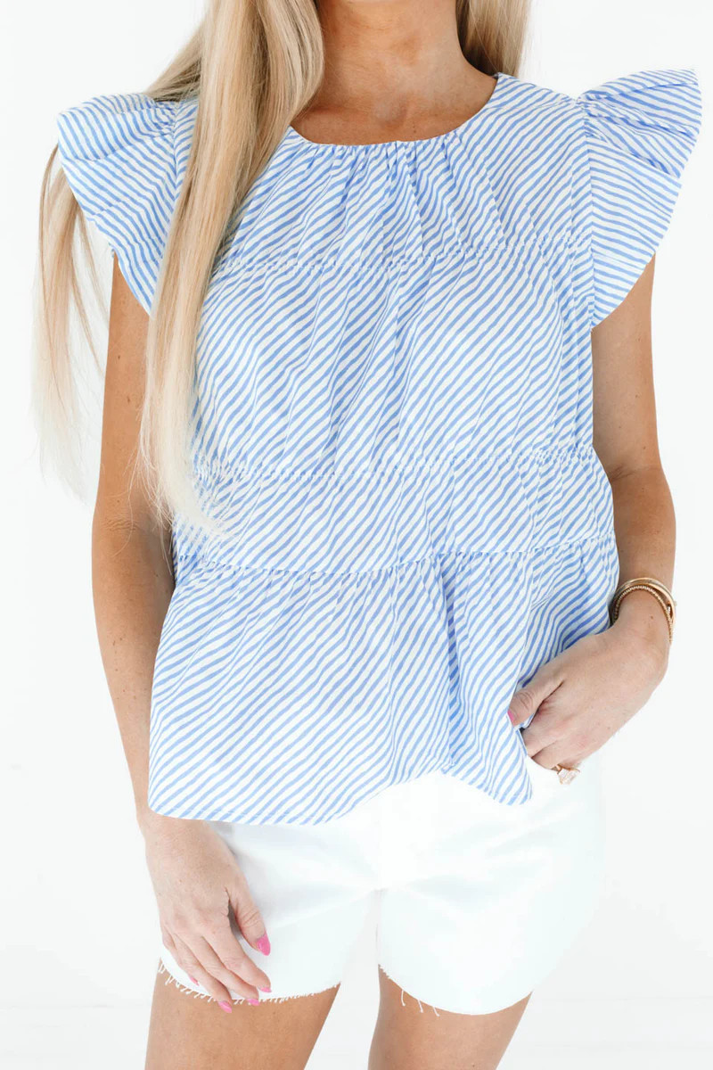 Pier Party Top - Blue Stripe | The Impeccable Pig