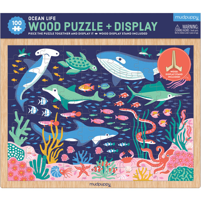 100 Piece Wood Puzzle & Display, Ocean Life - Kids Toys | Mudpuppy from Maisonette | Maisonette
