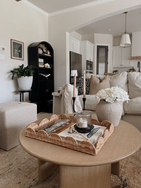 Living room decor, fluted bookcase, round wooden coffee table, living room corner, neutral home decor 

#LTKFindsUnder100 #LTKStyleTip #LTKHome