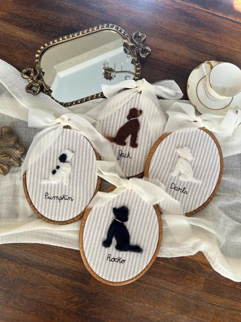 Custom Embroidered Pet Portrait - Felt Embroidery Wall Decor | Etsy (Global)