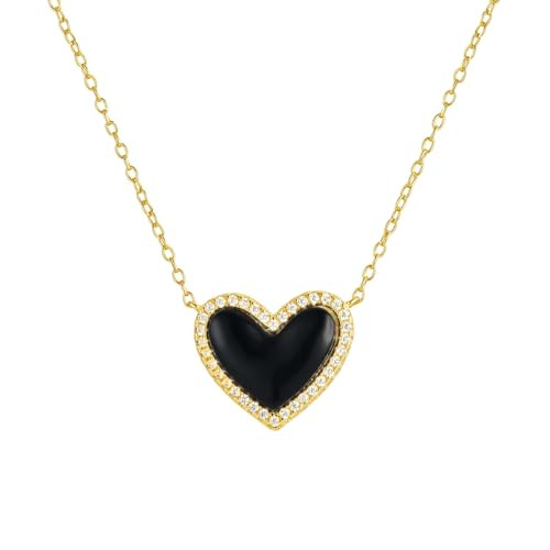 CAITLYNMINIMALIST 18K Gold Sterling Silver Small Heart Gemstone Pendant Necklace for Women Gift f... | Amazon (US)