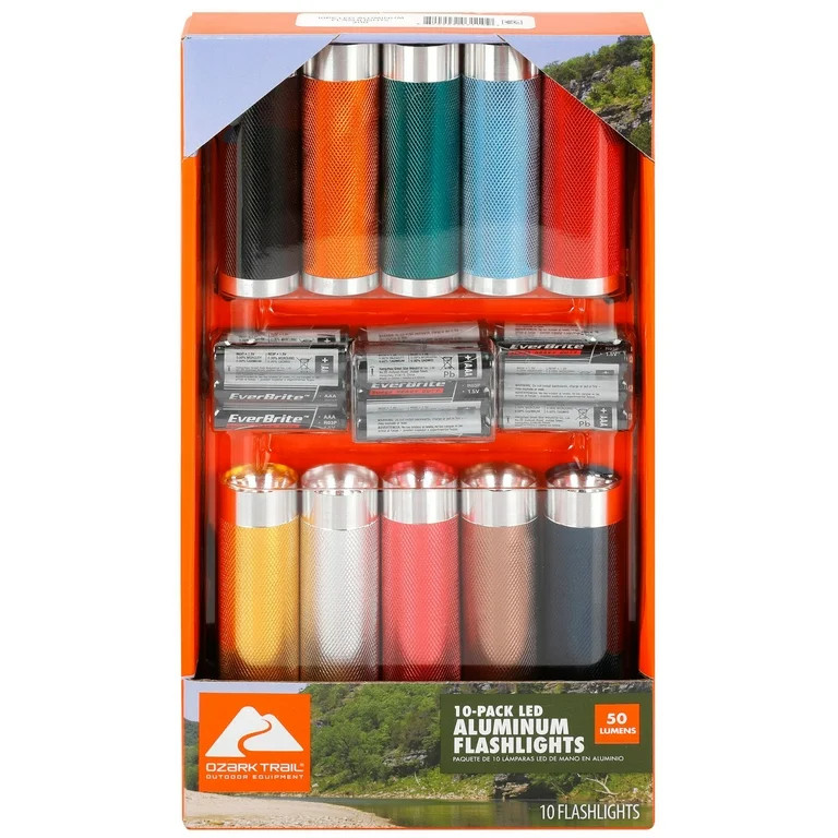 Ozark Trail LED Flashlights, 10-pack, 50 Lumens, Multicolor | Walmart (US)