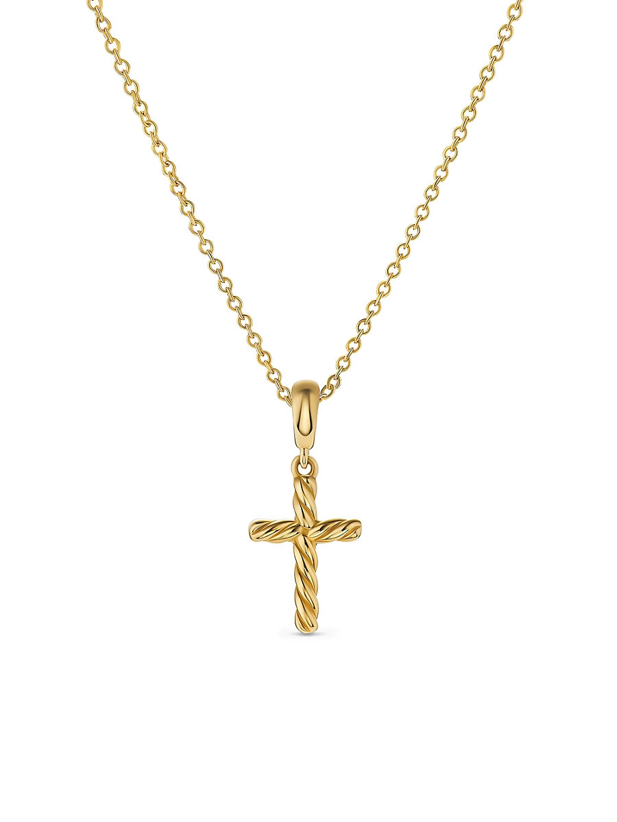 Women's Cable Cross Pendant Necklace in 18K Yellow Gold, 17.5MM - Gold - Size 18 | Saks Fifth Avenue
