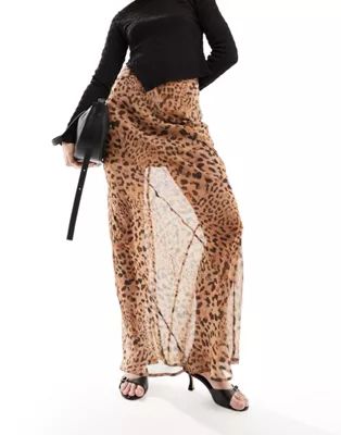 ASOS DESIGN sheer maxi skirt in leopard print | ASOS (Global)